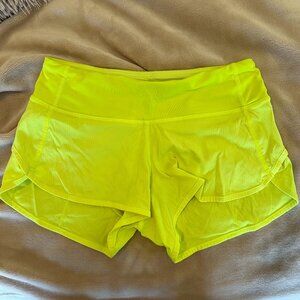 Neon Yellow Lululemon Speed Up Low-Rise Lined Short